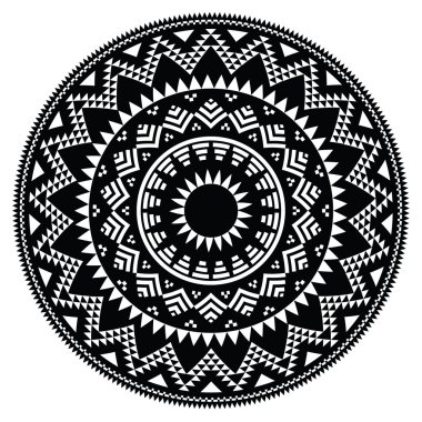 Tribal folk Aztec geometric pattern in circle clipart