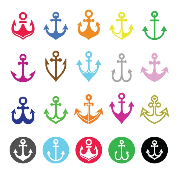 Anchor icons set — Stock Vector