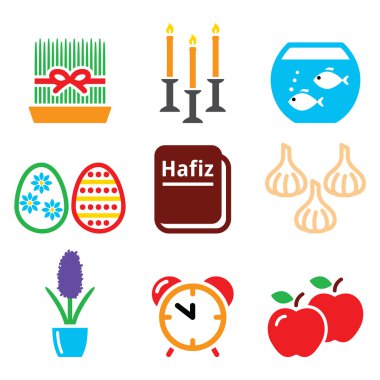 Nevruz - Farsça yeni yıl Icons set - 21 Mart