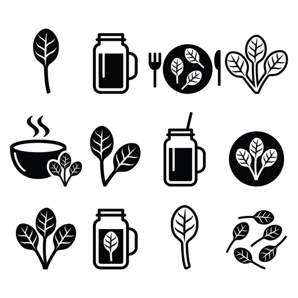 Spinazie smoothie icons set — Stockvector