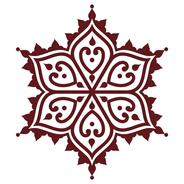 Mehndi, indisches Hennabraun-Tätowiermuster - Blütenform — Stockvektor