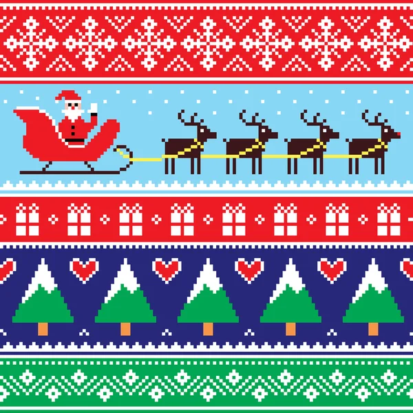 Christmas jumper or sweater seamless pattern with Santa and reindeer — Stock Vector