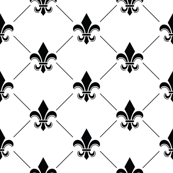 Fond damassé français - motif Fleur de lis noir — Image vectorielle