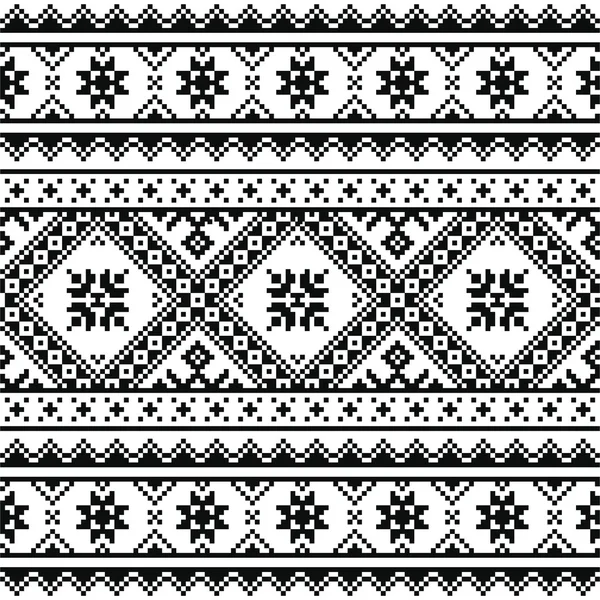 Traditionele folk gebreid zwart Borduur patroon van Oekraïne of Wit-Rusland — Stockvector
