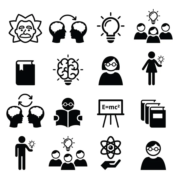 Knowledge, creative thinking, ideas vector icons set — Stock Vector