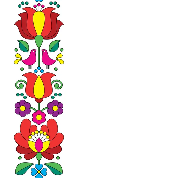 Bordado Kalocsai sin costuras - Patrón de arte popular floral húngaro — Vector de stock