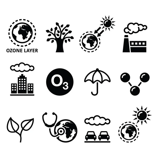 Ecologie, klimaatverandering icons set — Stockvector