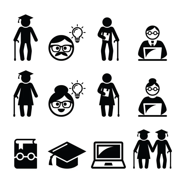 Università della Terza Età, Set di icone per l'istruzione superiore — Vettoriale Stock