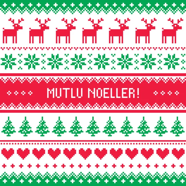 トルコ語 - Mutlu Noeller パターンでメリー クリスマス — ストックベクタ