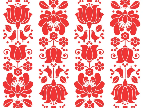 Kalocsai emrboidery motif sans couture rouge - fond d'art populaire floral — Image vectorielle