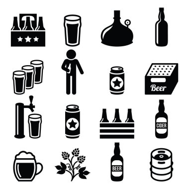 Bira, bira, pub vector Icons set