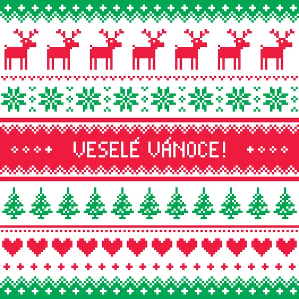 Vesele Vanoce greetings card - Merry Christmas in Czech — Stock Vector