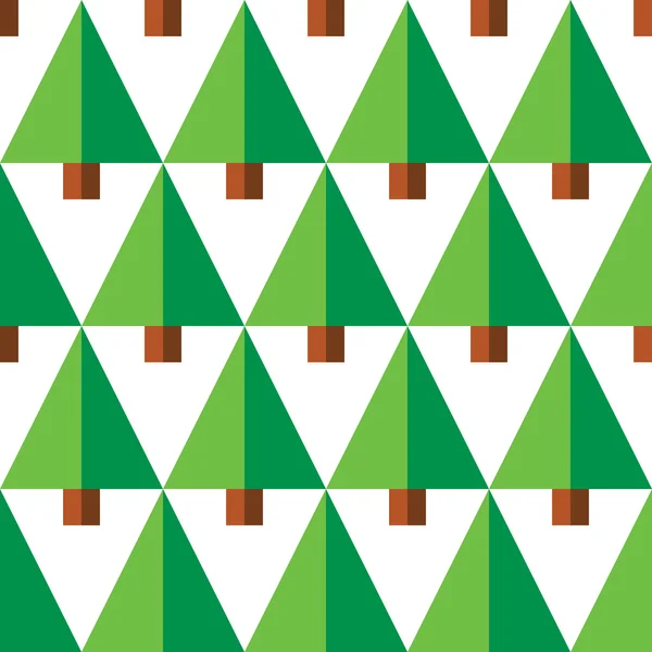 Modèle géométrique sans couture avec des arbres verts sur fond blanc — Image vectorielle