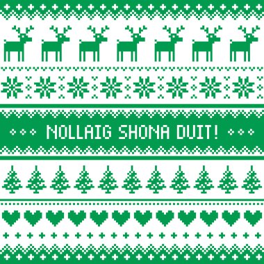 Nollaig Shona Duit - Merry Christmas İrlandalı desen, tebrik kartı 