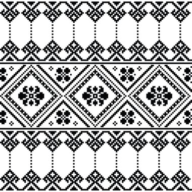 Ukrayna dili veya Belarus Halk sanat siyah çiçek nakış desen veya Yazdır   