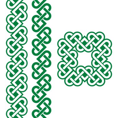 Celtic yeşil İrlandalı knot, örgüler ve desenler  