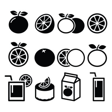 Turuncu Icons set - gıda, doğa konsept vektör tasarımları  