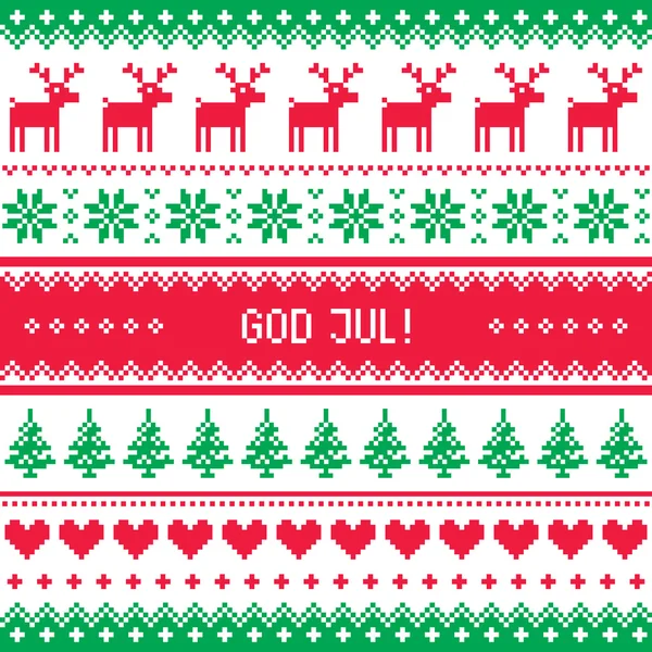 God Jul pattern - Buon Natale in svedese, danese o norvegese — Vettoriale Stock