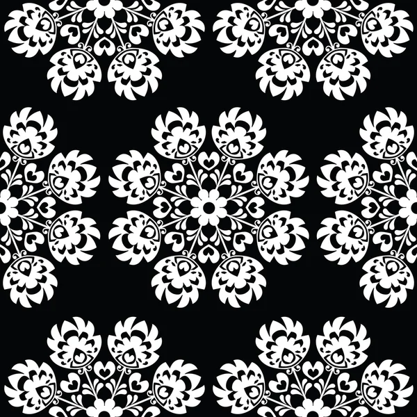 Motif d'art populaire polonais floral sans couture - wzory lowickie, wycinanki — Image vectorielle