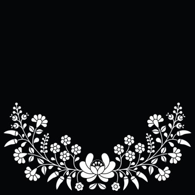 Macar beyaz çiçek halk desenli - Kalocsai nakış çiçekler ve kırmızı biber ile 