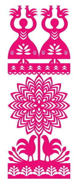 Polish folk art pattern Wycinanki Kurpiowskie - Kurpie Papercuts — Stock Vector