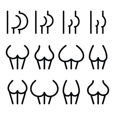 Different bum sizes icons - large, flat, big, small clipart