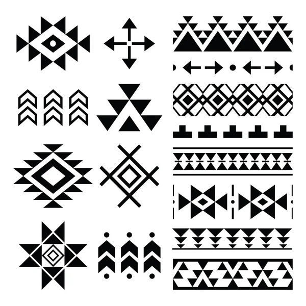 Navaho nyomtatás, azték minta, törzsi design elemek — Stock Vector