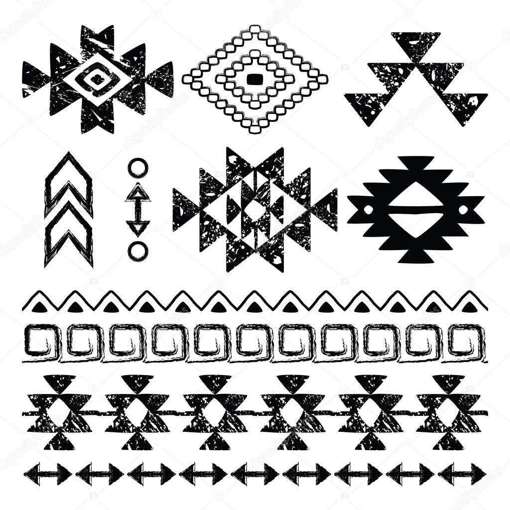 Vector folk seamless Aztec ornament, ethnic collection, tribal art