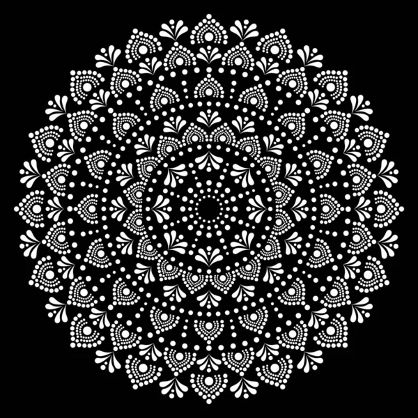 Mandala Etnico Australiano Dot Paiting Style Disegno Vettoriale Monocromatico Modello — Vettoriale Stock