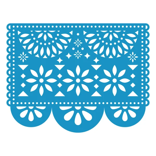 Papel Picado Vector Bloemmotief Met Bloemen Traditionele Mexicaanse Feest Decoraties — Stockvector
