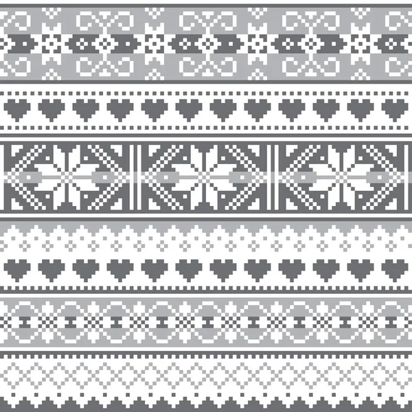 Scottish Fair Isle Stil Traditionella Stickade Vektor Sömlösa Mönster Retro — Stock vektor