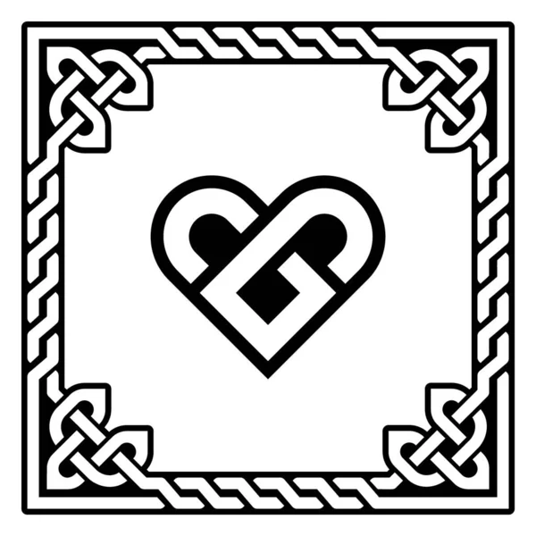 斯堪的纳维亚族无缝民间艺术矢量图案与花卉和心脏 北欧垂直装饰设计 — 图库矢量图片