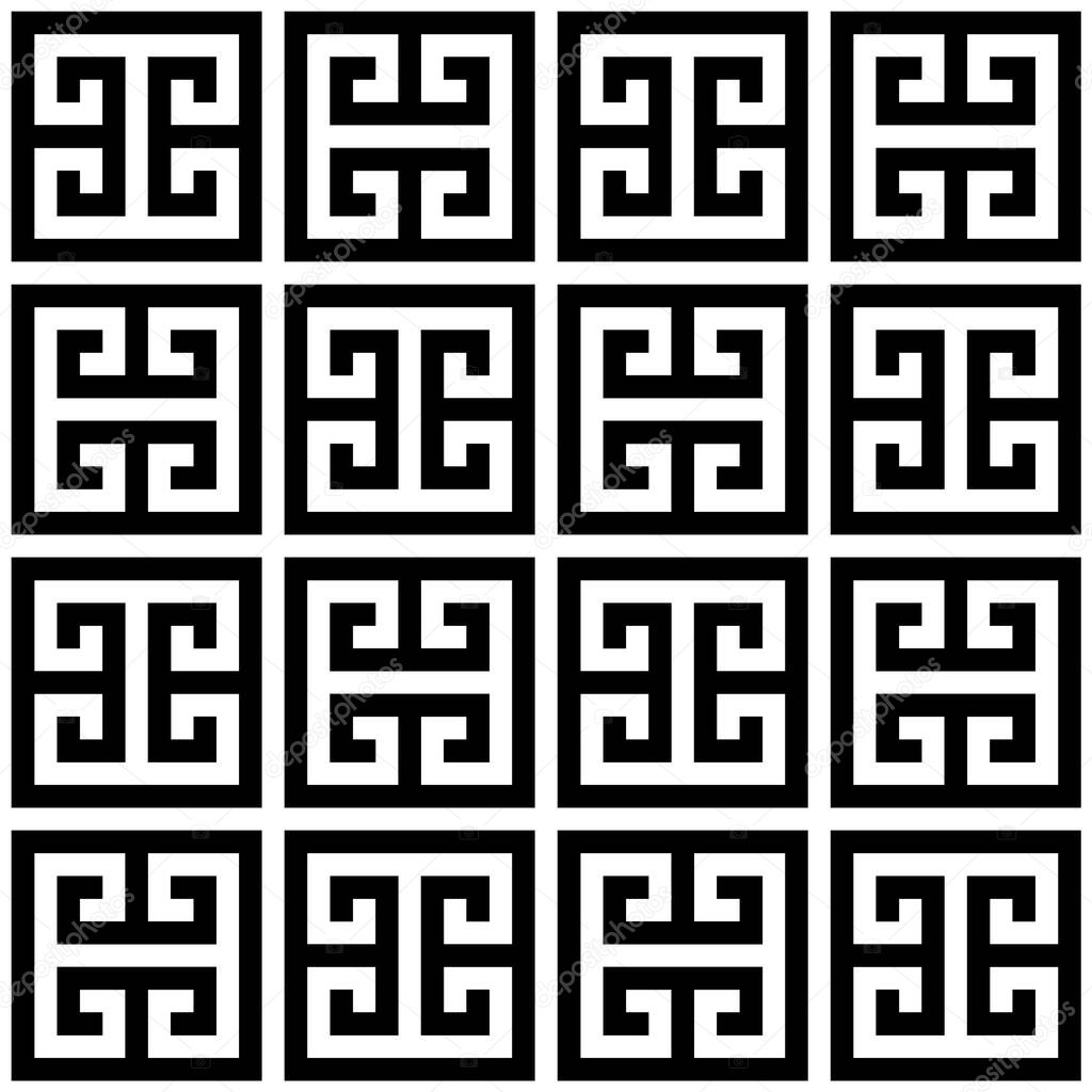 Greek key seamless vector geometric pattern inspired by ancient Greece pottery and ceramics art