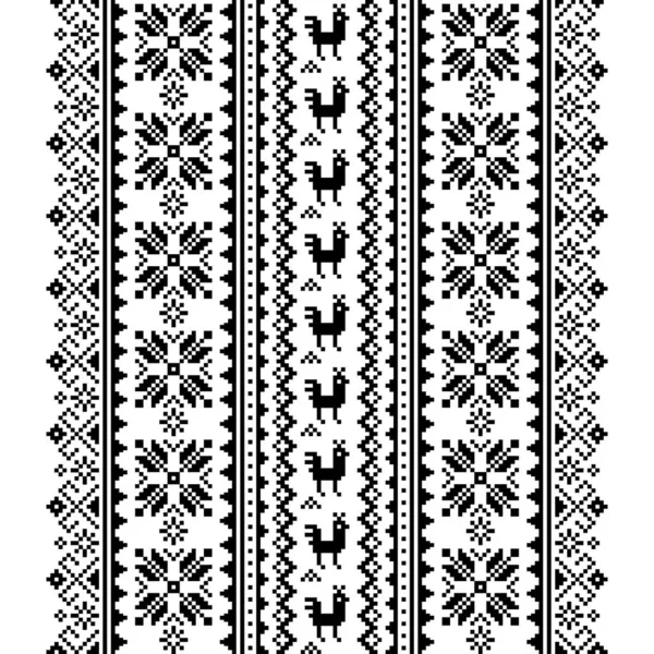 乌克兰 白俄罗斯民间艺术矢量无缝图案黑白 灵感来自传统的十字绣设计Vyshyvanka — 图库矢量图片