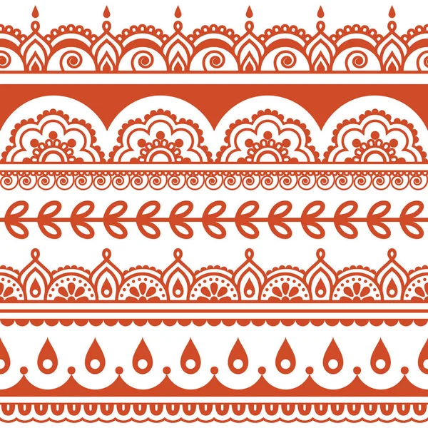 インドのベクトルシームレスなパターン デザイン要素 白い背景に茶色のメフディヘナタトゥースタイルの装飾 — ストックベクタ