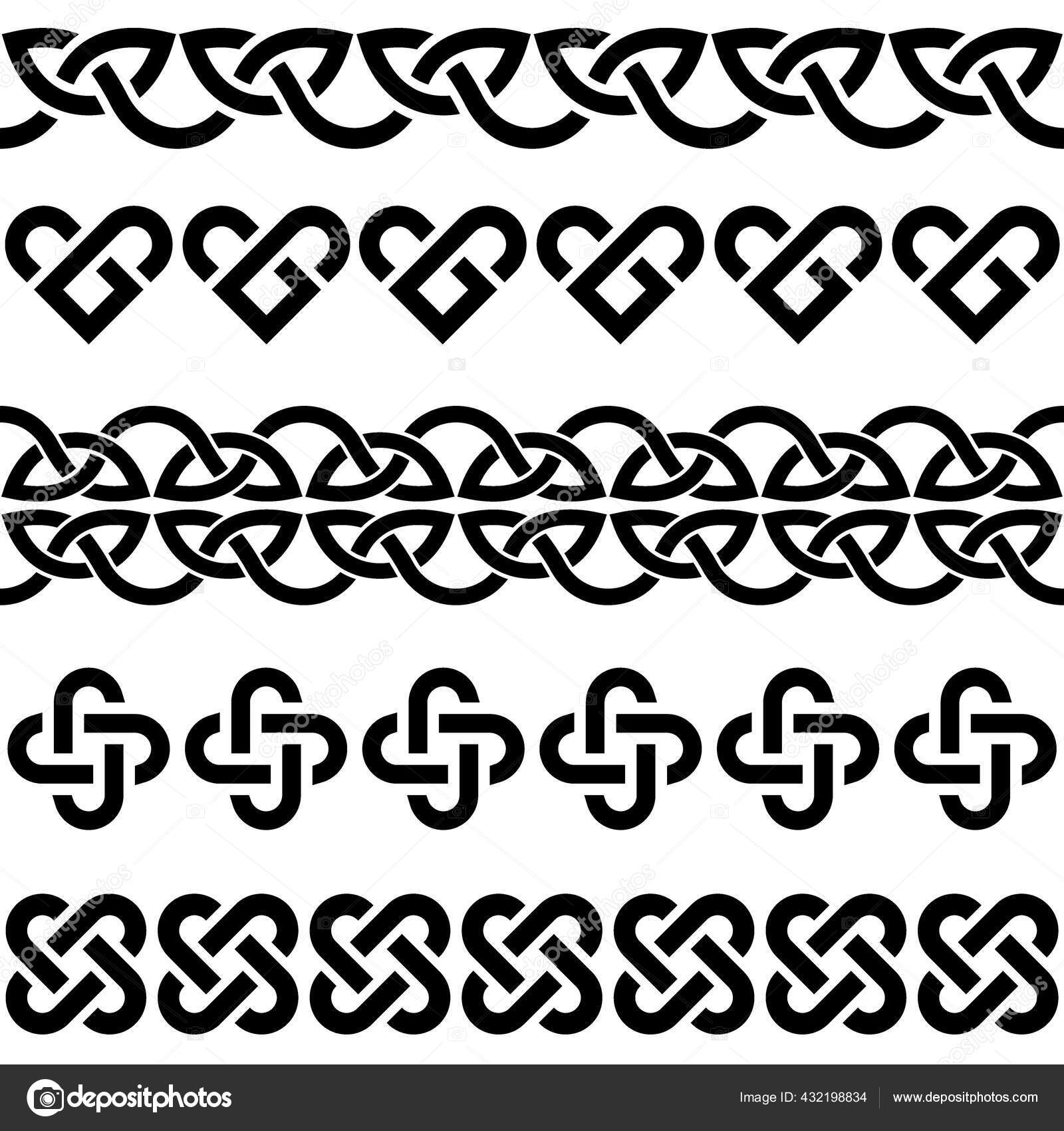 Irish Celtic Vektor Knop Flids Sømløs Mønstersamling Grense Ramme Design  stockvektor © RedKoala #432198834, image size:1600x1700