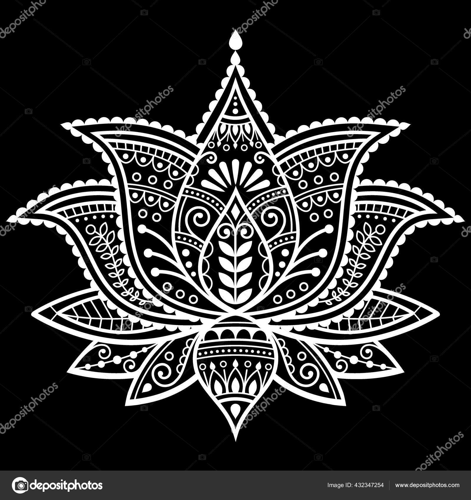 Lotus Mandalas for Greeting Card, Invitation, Henna Drawing and