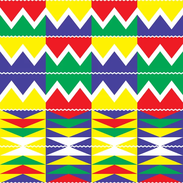 Tribal Kente Geometriska Sömlösa Mönster Afrikansk Nwentoma Tyg Stil Vektor — Stock vektor