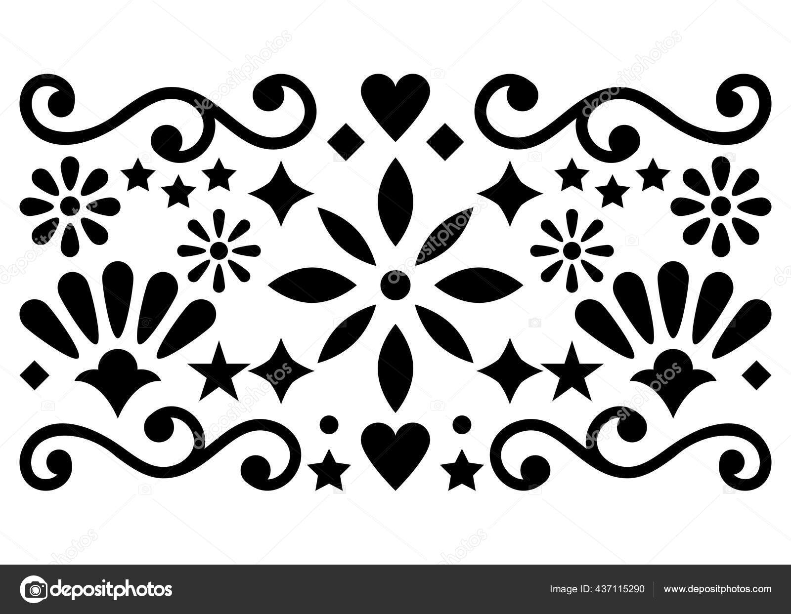 Image vectorielle Modèle Vectoriel D'art Folklorique Mexicain Design Noir  Blanc Avec Carte par ©RedKoala - 437115290, image size:1600x1243