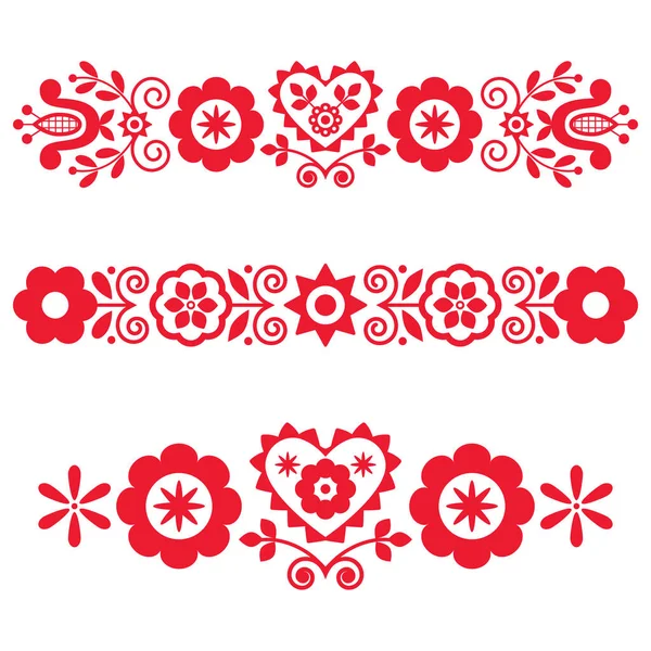 波兰花卉民间艺术矢量长垂直设计元素灵感来自传统刺绣 贺卡图案 — 图库矢量图片