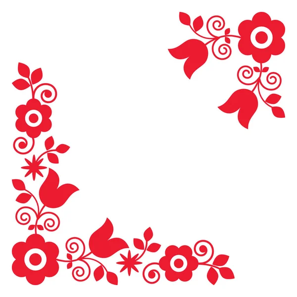 波兰传统民间艺术的角形设计 花朵完美的贺卡或婚宴请柬 — 图库矢量图片