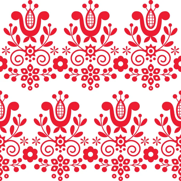 Motif Traditionnel Polonais Rural Vectoriel Sans Couture Broderie Art Populaire — Image vectorielle