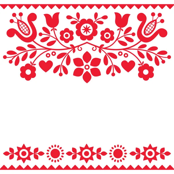 情人节贺卡或婚宴请柬的花卉图案 波兰民间艺术 — 图库矢量图片