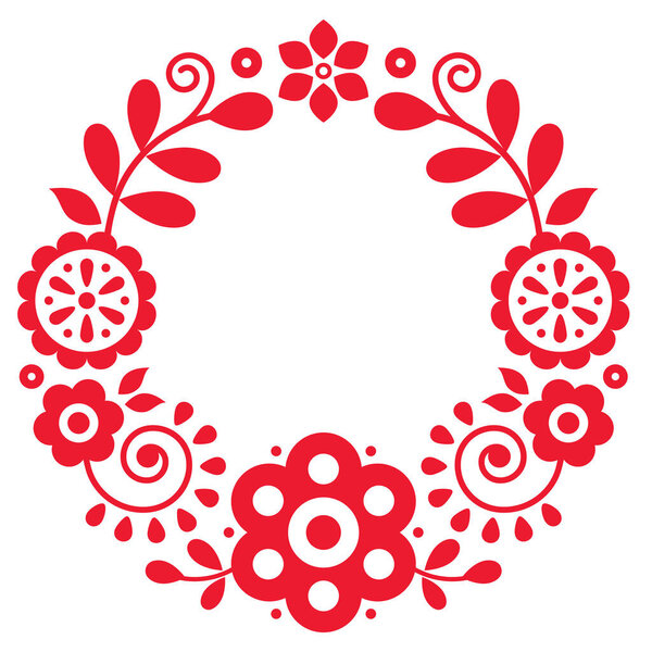 Польский цветочный вектор народного искусства мандала картина вдохновлена ретро вышивки Lachy Sadeckie - богемный узор