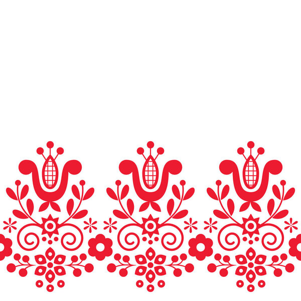 или бесшовный рисунок поздравительной открытки, цветочная декоративная вышивка народного искусства Lachy Sadeckie  