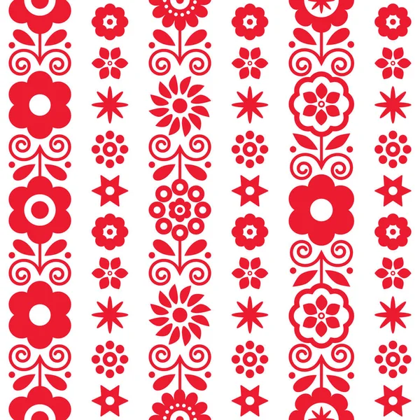 Patrón Impresión Textil Tela Sin Costura Vector Floral Rojo Blanco — Vector de stock