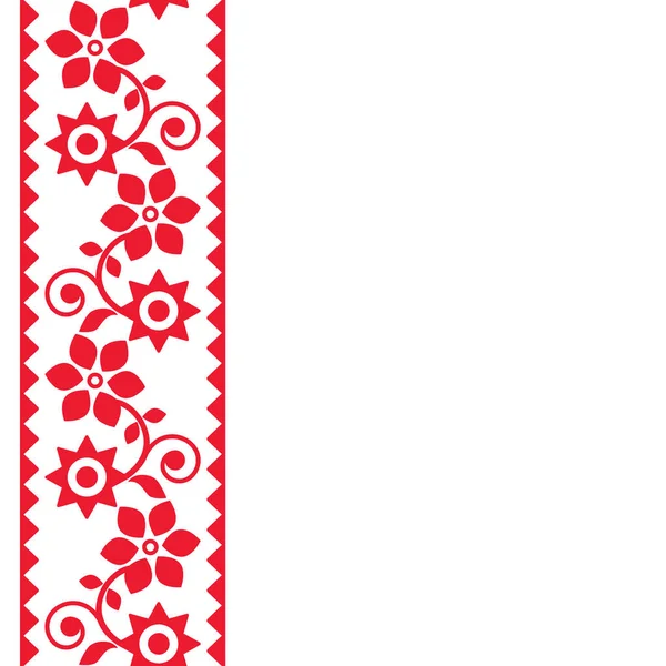 Polaco Retro Floral Arte Popular Vector Tarjeta Felicitación Diseño Inspirado — Archivo Imágenes Vectoriales