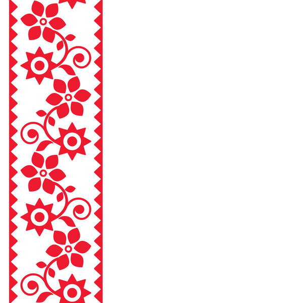 Векторная открытка польского ретро-цветочного народного искусства, вдохновленная традиционной вышивкой горцев Lachy Sadeckie