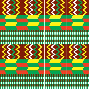 Afrika kenti kumaş stili, kusursuz tekstil vektörü, geometrik şekilli kabile nwentoma tasarımı.