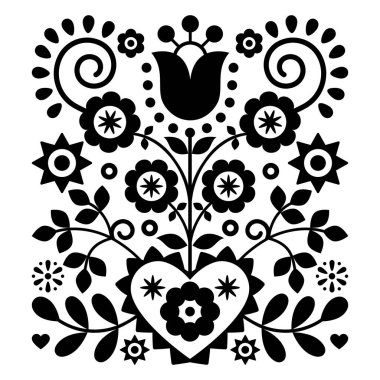 Polonya 'nın Nowy Sacz kentinden geleneksel İskoç nakışçılardan esinlenerek yapılan geleneksel halk sanatı tasarımı siyah beyaz desenli Lachy Sadeckie